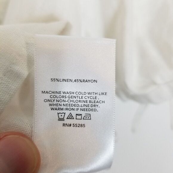 Express Women Button Up Corset Top Sz S White Linen Blend Puff Sleeve Y2K - Picture 5 of 5